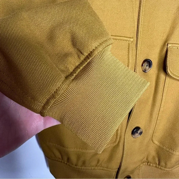 ZARA Men’s Mustard Button Front Bomber Jacket Size Small - Picture 5 of 12